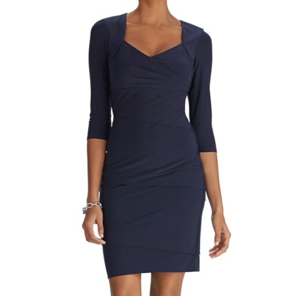WHBM 3/4 Sleeve Tiered Instantly Slimming Dress